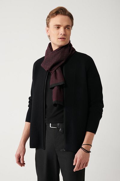 Avva Schwarze Strickjacke aus Stahl mit Bomberkragen und Reißverschluss für Herren A32y5118