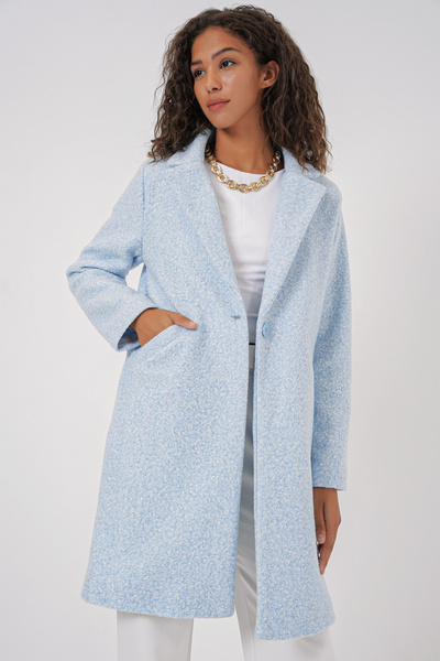 Bigdart 9082 Oversize kašmírový kabát - modrý