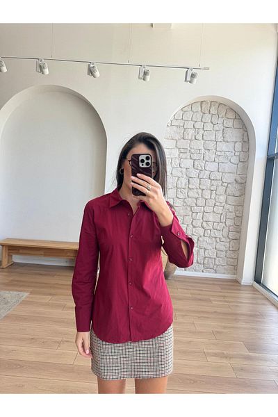 perastore Slim Fit Burgundy Shirt