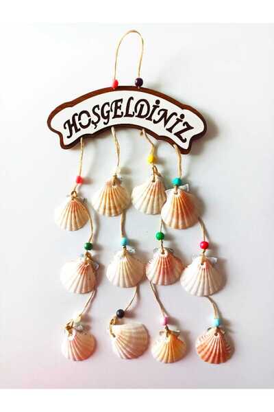 AKIN AKSESUAR HEDİYELİK Декоративна прикраса для дверей з морськими мушлями та намистинами з написом «Ласкаво просимо»
