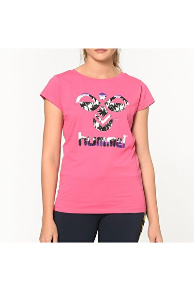 hummel Γυναικείο μπλουζάκι με ροζ στάμπα με λαιμόκοψη Triana