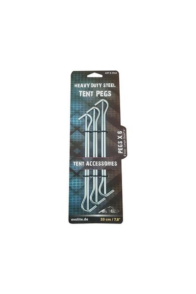 Evolite Set of 6 Steel Tent Pegs 20cm