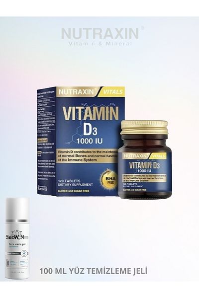 Nutraxin Vitamin D3 120 Tablets Vitamin D3 Contains 1000 Iu Vitamin D3 Each Tablet