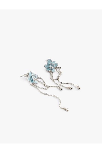 Koton Floral Earrings Chain Detailed Steel Mixed