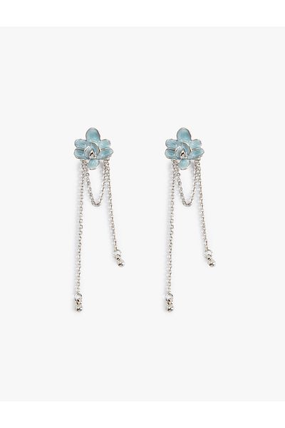 Koton Floral Earrings Chain Detailed Steel Mixed