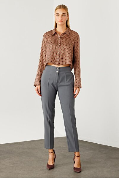 Moda İlgi Modailgi Bel Korsajı Lastikli Pantolon Gri