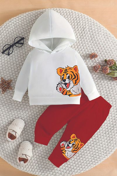 ADABEBEK Premium Side Tiger Printed Hooded Bottom Top Baby Boy Suit 20500