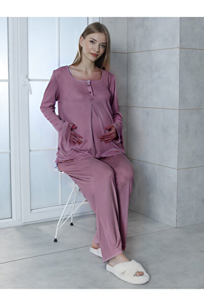 LİMİSSİ Limissi Viscose Melisa Dusty Rose Pajama Set 100% Cotton