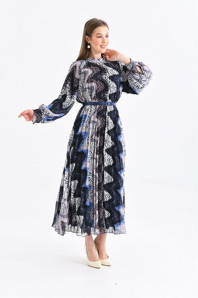 Garmi Rochie de damă din șifon de mătase albastră