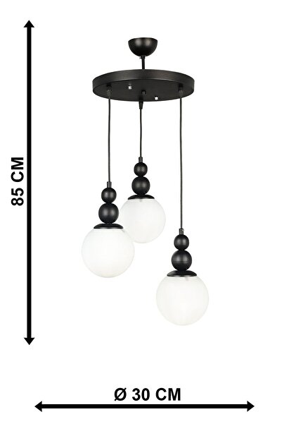 OSC HOME AYDINLATMA TASARIM Spor Siyah Avize 3lü