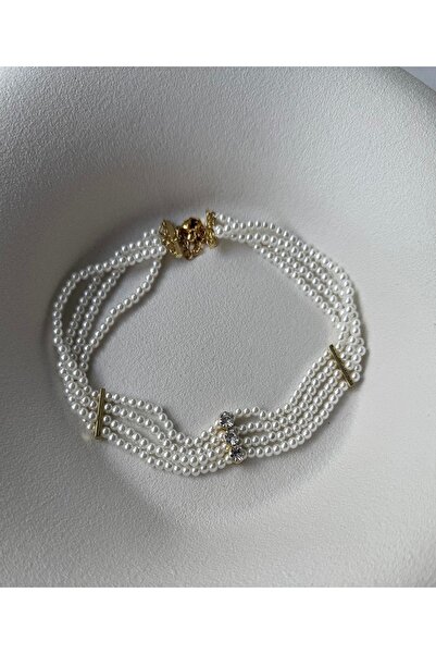 mos&more Taşlı İnci Choker Kadın Kolye