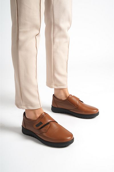 ALPELLİ Genuine Leather Orthopedic Non-Slip Sole Daily Comfortable Sole Mother Shoes Walking Shoes