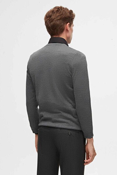 D'S Damat Ds Damat Regular Fit Gray Plain Knitted Wool Sweater
