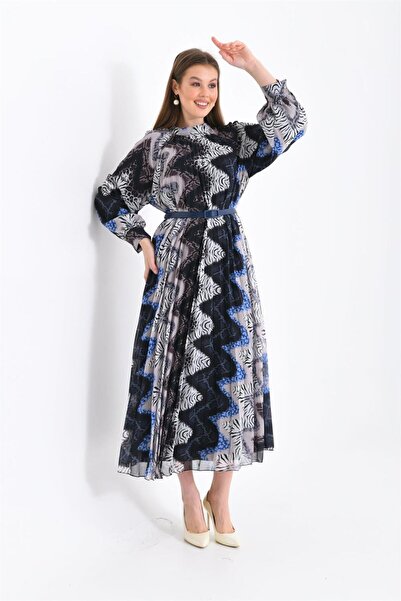 Garmi Жіноче шовкове шифонове плаття синього кольору