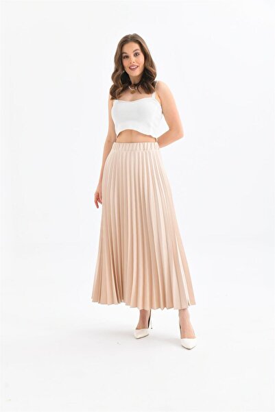 Garmi Fusta cu pliuri pentru femei de culoarea pietrei