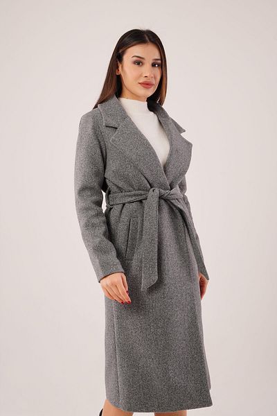 Hipo Trend Double Breasted Lapel Belted Anthracite Stamp Coat