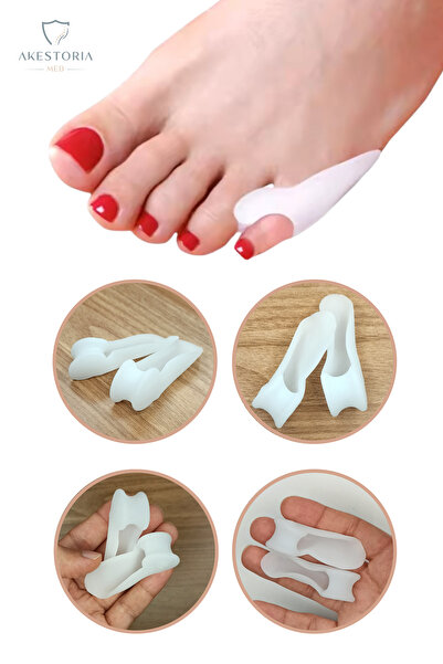 Akestoria Med Ten/beyaz Renk Çift Makaralı Bunyon Serçe Parmak Düzeltici Ateli Kemik Koruyucu Büyük 2'li