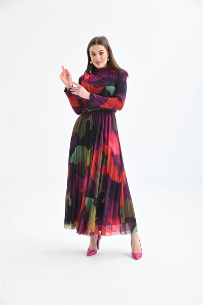 Garmi Kadın Likra Tül Elbise Mor