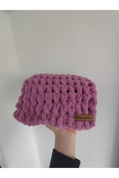 BODUR EMBROIDERY Κασκόλ Puffy 100% Πλεκτό στο χέρι 200 * 22 εκ. Τριαντάφυλλο
