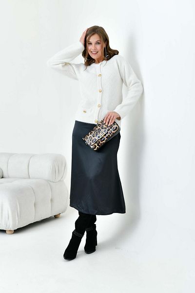 Garmi Gold Colored Women's Cardigan - Bone with Button Detail