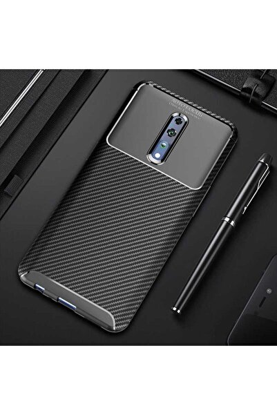 MOBAX Oppo Reno Z Kılıf Karbon Silikon Case Siyah Siyah