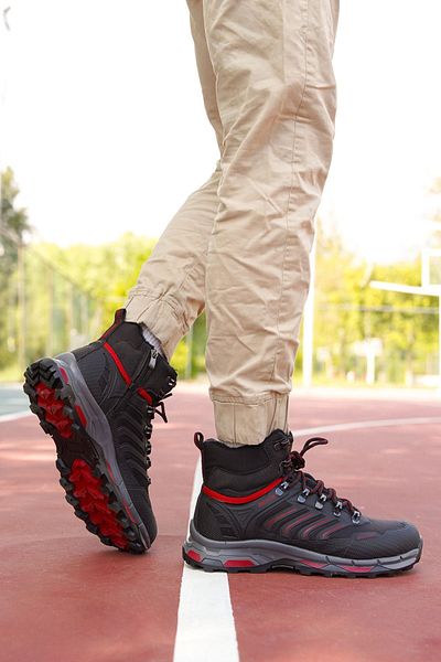 Riccon Μαύρο κόκκινο Unisex 3d Rubber Trekking Boots00128055
