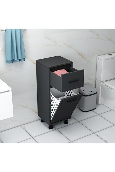 Home Mobiga Sorty Çamaşır Sepetli Çekmeceli Banyo Dolabı