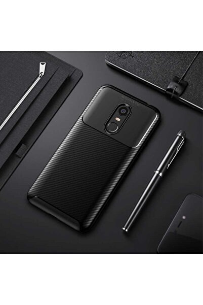 MOBAX Xiaomi Redmi 5 Plus Kılıf Karbon Silikon Case Siyah