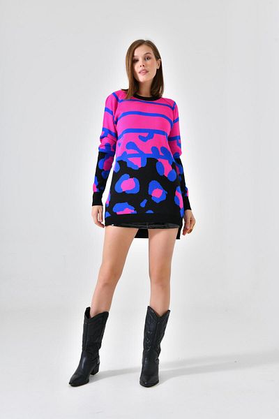 Garmi Pulover de damă cu model leopard negru