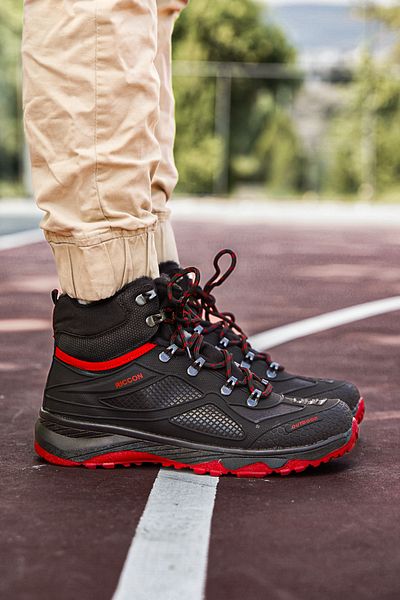Riccon Μαύρο κόκκινο Unisex 3d Rubber Trekking Boots00128020