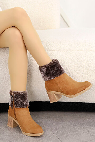 kajal ayakkabı NATALİE Kürk Detaylı Süet Bot