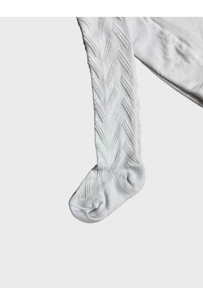 ALİŞ KİDS Girl's Cotton Washed Perfumed White Stripe Patterned Pantyhose