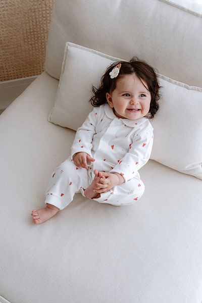 TBA COLLECTION Interlock Baby Rompers |   Red Hearts