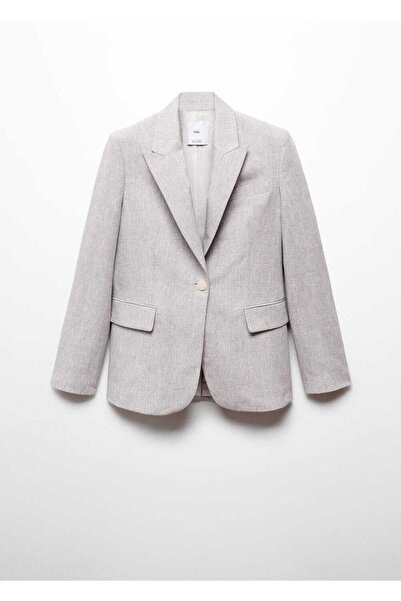 MANGO Woman Kazayağı Desenli Keten Blazer Ceket