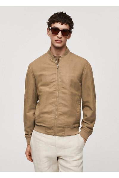 MANGO Man Lniana kurtka bomber z Lyocellu
