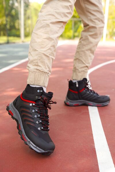 Riccon Siyah Kırmızı Unisex 3d Rubber Trekking Bot 00128055