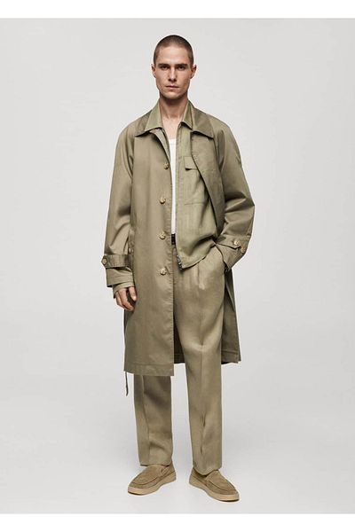 MANGO Man Trenchcoat mit Gürtel aus Baumwollmischung