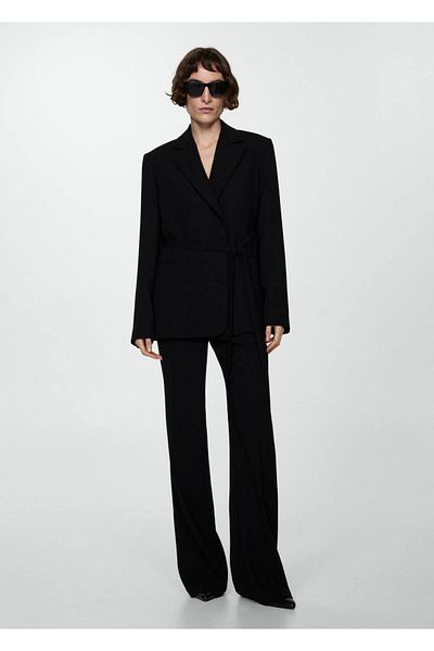 MANGO Woman Blazer Jacket - Belt Detailed