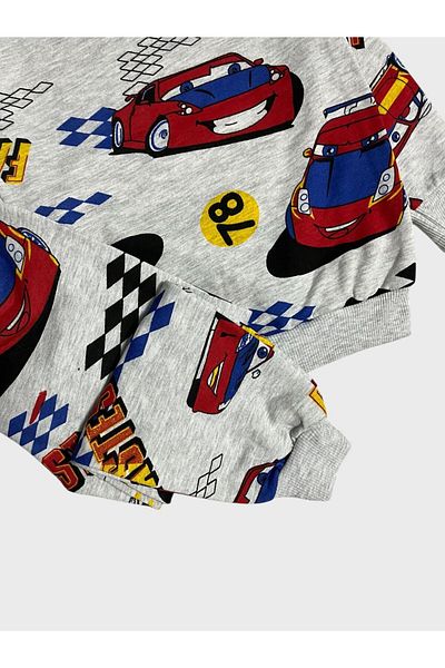 ALİŞ KİDS Boys' Mcqueen Lightning Print Cotton Long Sleeve Winter Pajamas Set