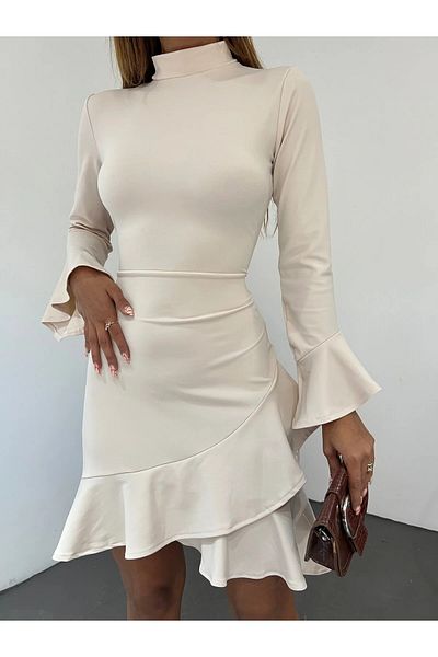 Fav Style Γυναικείο Μίνι Φόρεμα με μακρυμάνικη φούστα με γιακά