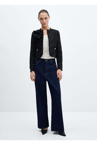 MANGO Woman Tweed-Jacke mit Glitzerdetails