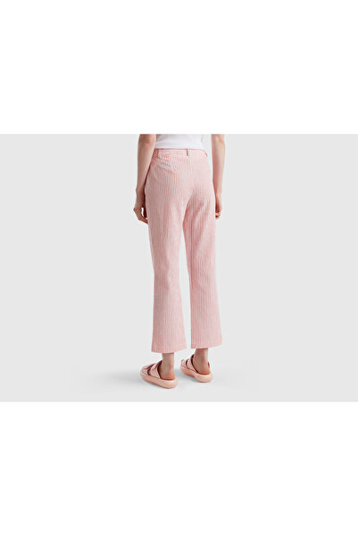 United Colors of Benetton Kadın Kırmızı Gofre Kumaş Regular Fit Pantolon