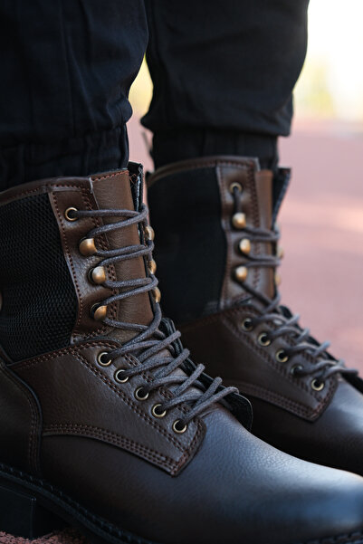 Riccon Brown Leather Men's Boots 0012149