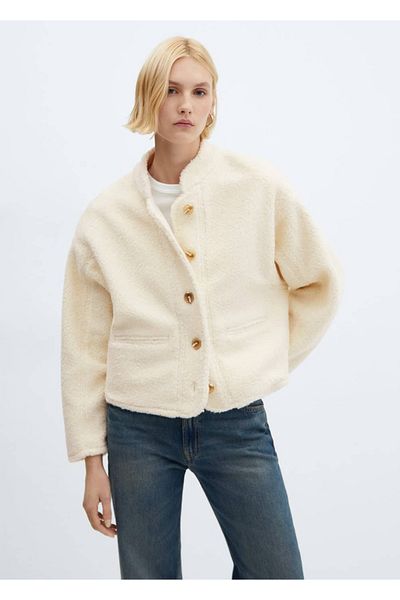 MANGO Woman Bunda s kožešinovým designem