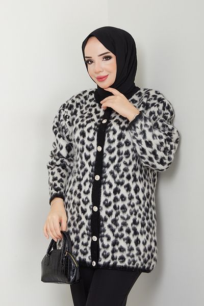 Pamuk Butik Γυναικεία Ζακέτα Leopard Bearded Knitwear