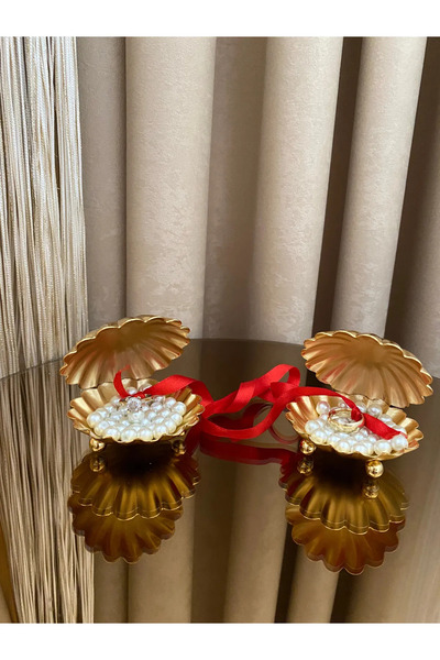 Genel Markalar 2 Adet İstiridye Yüzük Yükseltici Söz ve Nişan Yüzüklük Seti, Gold 2li Yüzük Yükseltici 7cm