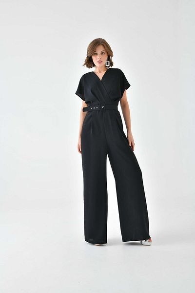 Garmi Women's Black Belted Jumpsuit