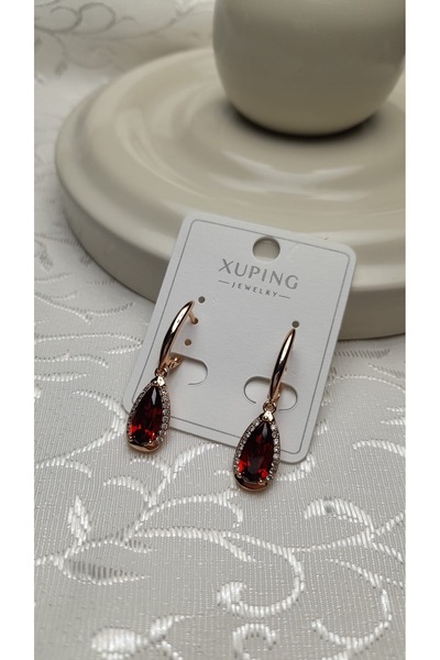 Uzel Xuping Küpe Çelik Sarı Etrafı Taşlı Küpe, Zirkon Taşlı Çelik Küpe