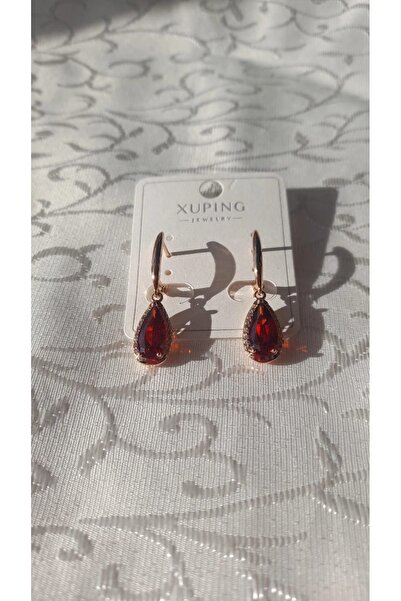 Uzel Xuping Küpe Çelik Sarı Etrafı Taşlı Küpe, Zirkon Taşlı Çelik Küpe