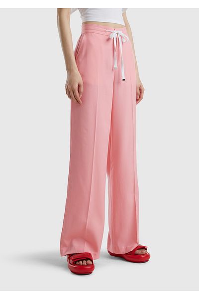 United Colors of Benetton Women's Pink 100% Liyosel Waist String Trousers Pink